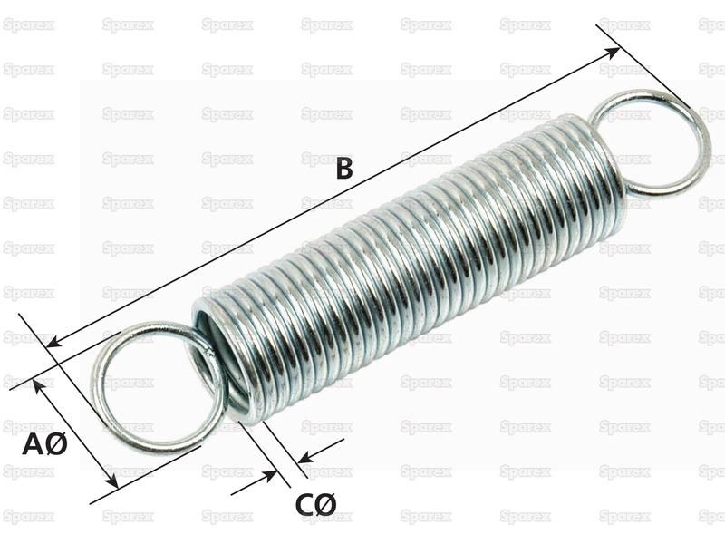 Tension Spring, Spring Ø mm12.5mm, Wire Ø1.1mm, Length: 130mm.-S.11101-12566