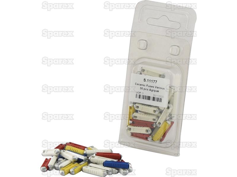 Ceramic Fuse 5, 8, 16, 25 Amps 30 pcs. Agripak-S.11177-12588