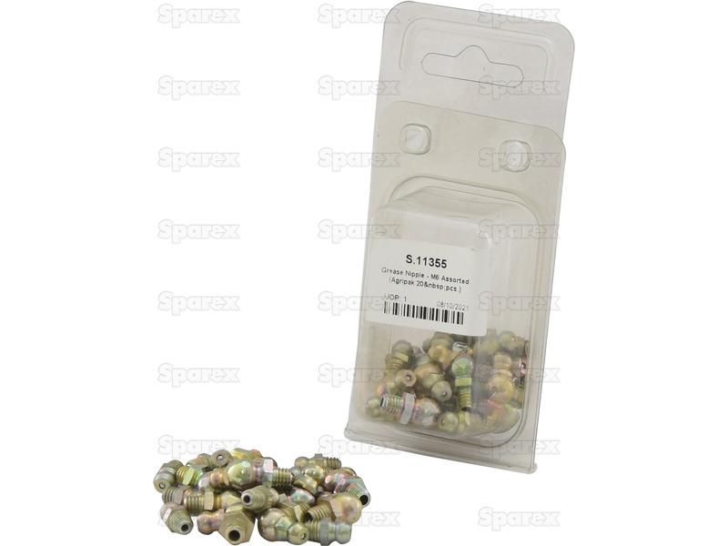 Grease Nipple - M6 Assorted (Agripak 20 pcs.)-S.11355-12705