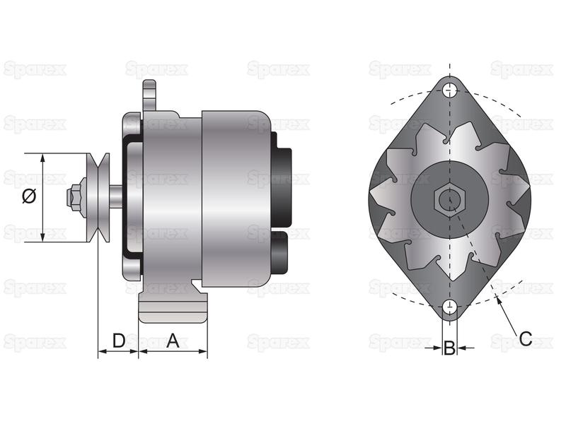 Alternator (Sparex) - 12V, 55 Amps-S.150780-1189