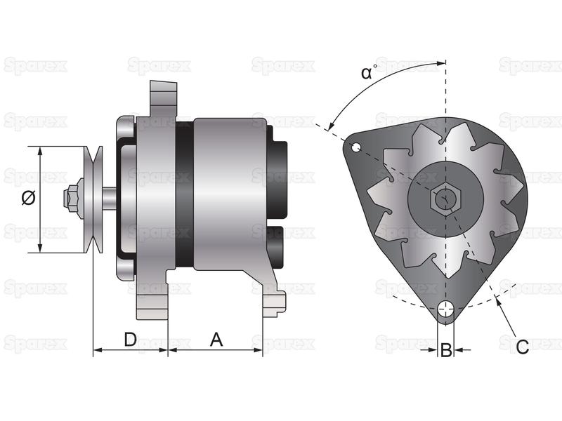 Alternator (Sparex) Amps-S.159320-1368