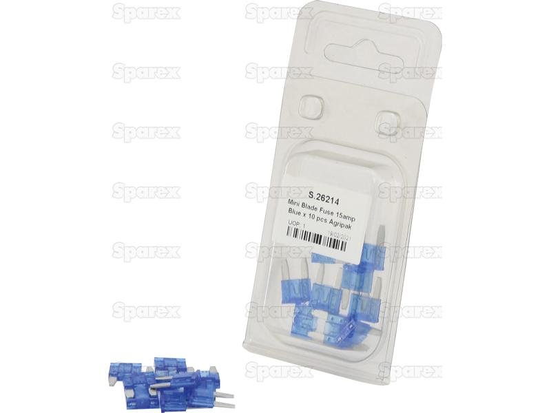 Mini Blade Fuses 15 Amps 10 pcs. Agripak-S.26214-15345