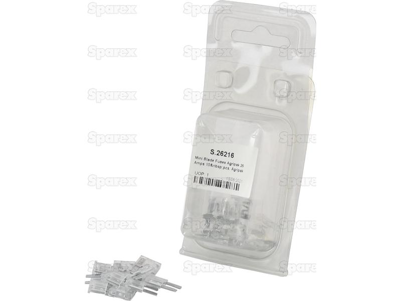 Mini Blade Fuses 25 Amps 10 pcs. Agripak-S.26216-15347