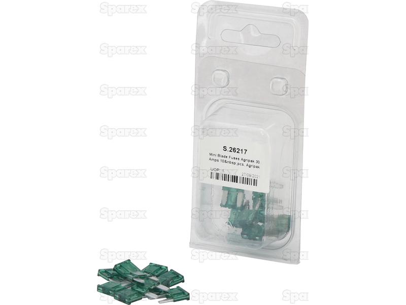 Mini Blade Fuses 30 Amps 10 pcs. Agripak-S.26217-15348