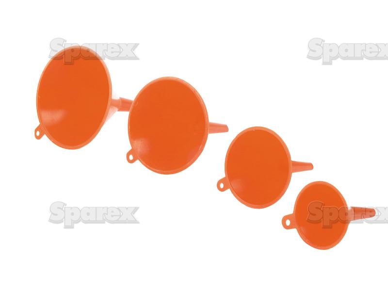 Set of 4 orange plastic funnels-S.27380-15396